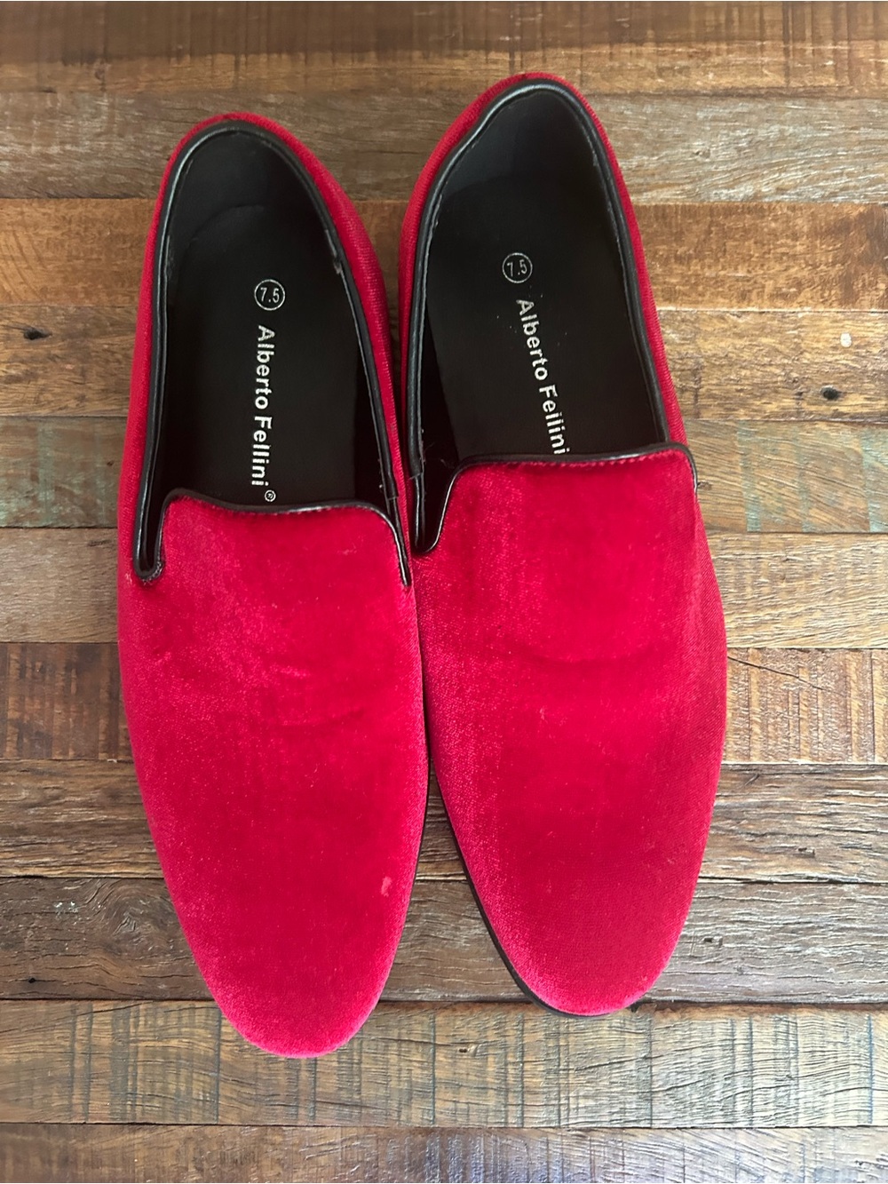 Alberto Fellini Sparko 03 Red Velvet Slip-On Loafers for Men.
